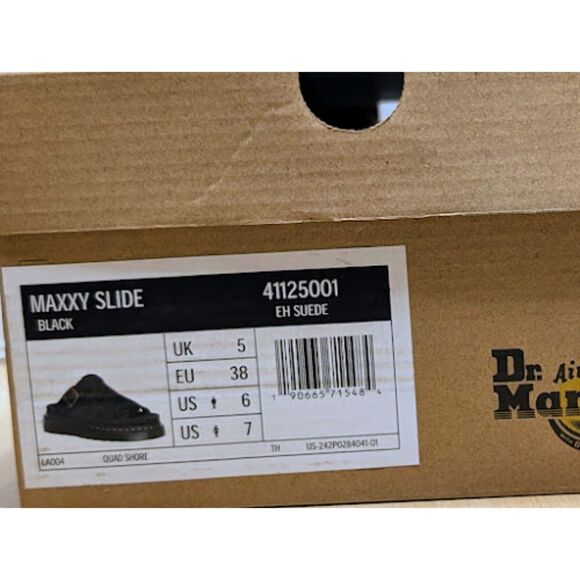 Dr. Martens Unisex Maxxy Slide Buttersoft Black Suede Leather Sandals UK5 NIB - Picture 11 of 13